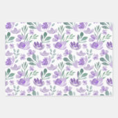 Boho Paarse Floral & Foliage Waterverf Patroon Inpakpapier Vel (Voorkant)
