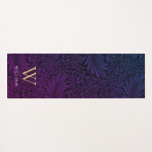Boho Paarse Floral Gold Monogram Naam Yogamat (Achterkant (horizontaal))