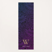 Boho Paarse Floral Gold Monogram Naam Yogamat (Voorkant)