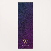 Boho Paarse Floral Gold Monogram Naam Yogamat (Achterkant)