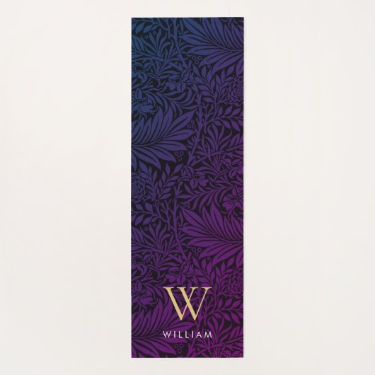 Boho Paarse Floral Gold Monogram Naam Yogamat (Achterkant)