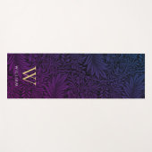 Boho Paarse Floral Gold Monogram Naam Yogamat (Voorkant (horizontaal))