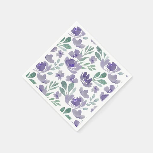 Boho Paarse Floral Pattern Wedding Servet (Hoek)