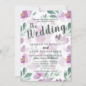 Boho Paarse Floral Wedding Invitation Kaart (Voorkant)