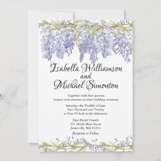 Boho Paarse Floral Wedding Invitations Kaart (Voorkant)
