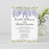 Boho Paarse Floral Wedding Invitations Kaart (Staand voorkant)