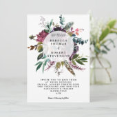 boho paarse florale wilde flinterbruiloft kaart (Staand voorkant)