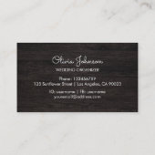 Boho Paarse Flower String Licht Zwart Houten Visitekaartje (Achterkant)