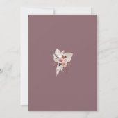 Boho Paarse Gedroogde Bloemenkrans Bruiloft Kaart (Achterkant)
