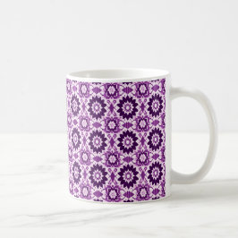 Boho Paarse geometrische bloemenpatroon Koffiemok