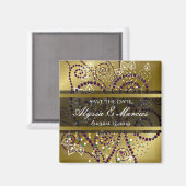 Boho Paarse gestippelde spiralen chique goud opsla Magneet (Voorkant / Achterkant)