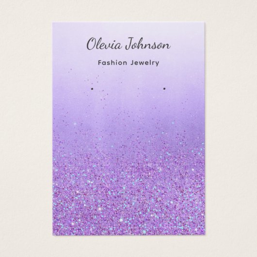 Boho Paarse glitter sieraden oorbel display kaart (Voorkant)