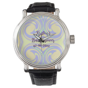Boho paarse groene baby shower marmer rustiek mode horloge