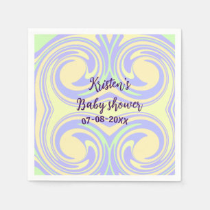 Boho paarse groene baby shower marmer rustiek mode servet
