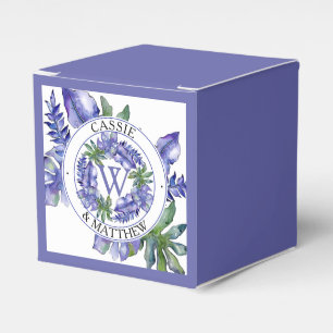 Boho Paarse   Groene tropische bladeren bruiloft b Bedankdoosjes