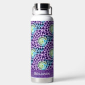 Boho Paarse Groene Turquoise Stropdas-Dye Pattern Waterfles (Achterkant)