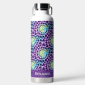 Boho Paarse Groene Turquoise Stropdas-Dye Pattern Waterfles (Voorkant)