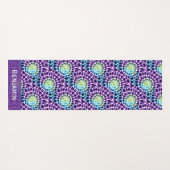 Boho Paarse Groene Turquoise Stropdas-Dye Pattern Yogamat (Achterkant (horizontaal))