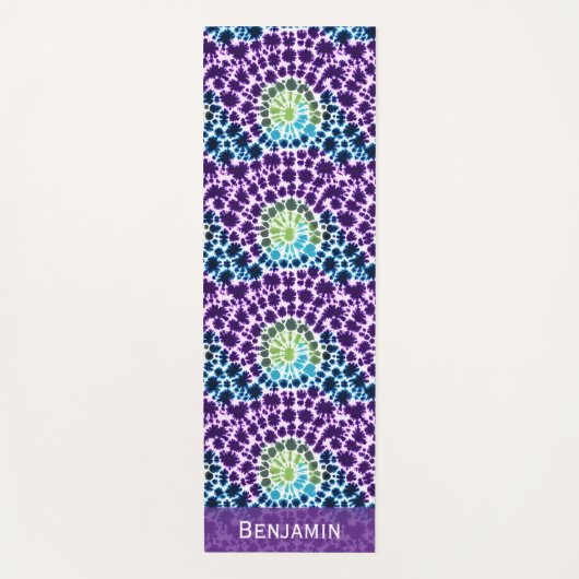 Boho Paarse Groene Turquoise Stropdas-Dye Pattern Yogamat (Voorkant)