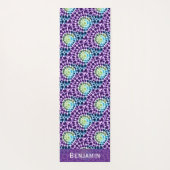 Boho Paarse Groene Turquoise Stropdas-Dye Pattern Yogamat (Achterkant)
