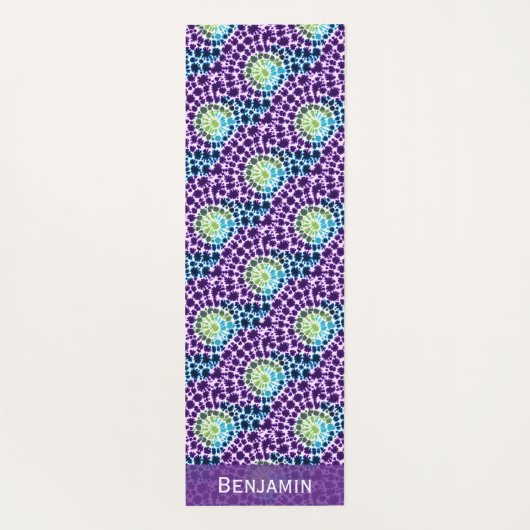 Boho Paarse Groene Turquoise Stropdas-Dye Pattern Yogamat (Achterkant)