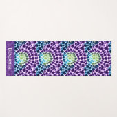 Boho Paarse Groene Turquoise Stropdas-Dye Pattern Yogamat (Voorkant (horizontaal))