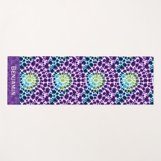 Boho Paarse Groene Turquoise Stropdas-Dye Pattern Yogamat (Voorkant (horizontaal))