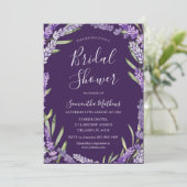 Boho Paarse Lavendel Waterverf Bruidsdouche Kaart (Staand voorkant)