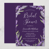 Boho Paarse Lavendel Waterverf Bruidsdouche Kaart (Voorkant / Achterkant)