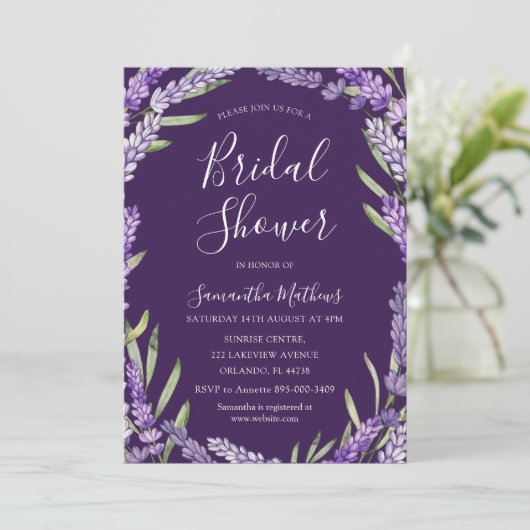 Boho Paarse Lavendel Waterverf Vrijgezellenfeest Kaart (Staand voorkant)