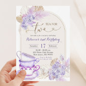 Boho Paarse Lila Bloemen Thee voor Twee Verjaardag Kaart