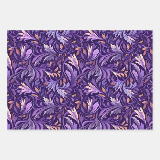 Boho paarse loof inpakpapier vel (Voorkant 3)