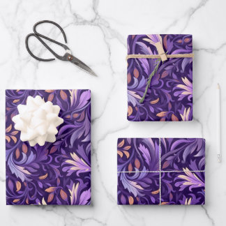 Boho paarse loof inpakpapier vel
