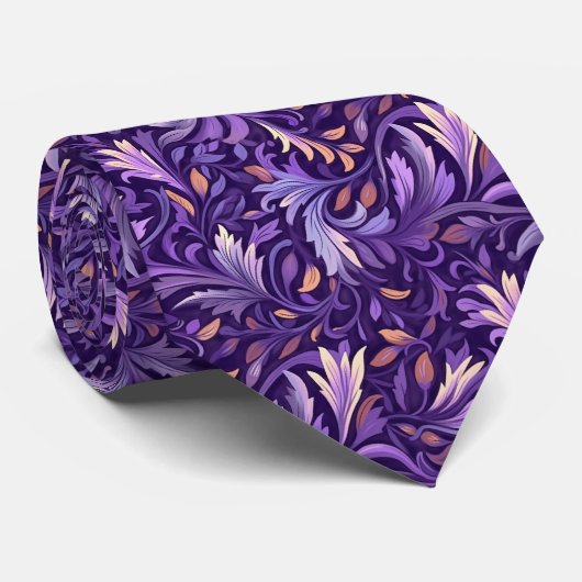 Boho paarse loof stropdas (Opgerold)