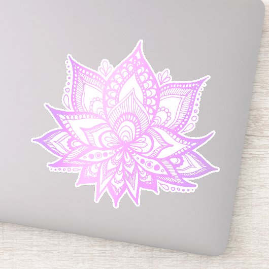 Boho Paarse Lotus Bloem Sticker (Detail)