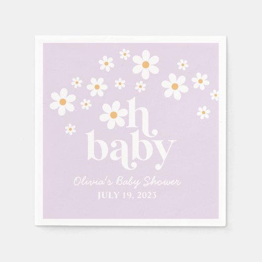 boho paarse madeliefjes Baby Shower Servet (Voorkant)