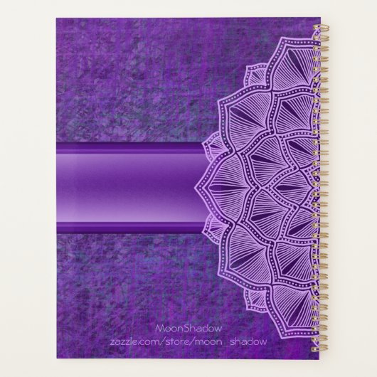 Boho Paarse Mandala Large Planner (Achterkant)