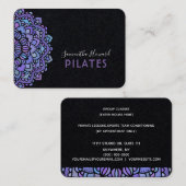 Boho Paarse Mandala Pilates Black Visitekaartje (Voorkant / Achterkant)