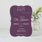 Boho Paarse Minimalistische Moskee Ramadan Iftar F Kaart (Staand voorkant)