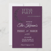 Boho Paarse Minimalistische Moskee Ramadan Iftar F Kaart (Voorkant)