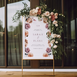 Boho Paarse Neutral Floral Wedding Welkomstbord Poster