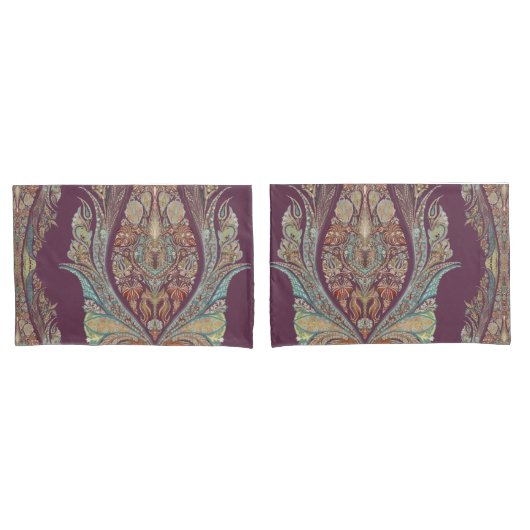 BOHO Paarse Paisley Tribal India Bohemian Pattern Kussensloop (Voorkant-Set)