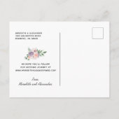 Boho Paarse Peach Floral Glitter Save the Date Ann Aankondigingskaart (Achterkant)