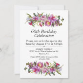 Boho Paarse Pioen  60e Verjaardag Kaart (Voorkant)