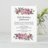 Boho Paarse Pioen  60e Verjaardag Kaart (Staand voorkant)