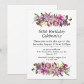 Boho Paarse Pioen  60e Verjaardag Kaart (Voorkant / Achterkant)