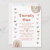 Boho Paarse Rainbow Modern 21st Birthday Party Kaart (Voorkant)