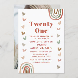 Boho Paarse Rainbow Modern 21st Birthday Party Kaart