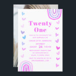 Boho Paarse Rainbow Modern 21st Birthday Party Kaart<br><div class="desc">Boho Paarse Rainbow Modern 21st Birthday Party Invitations biedt je moderne 21e verjaardag uitnodigingen aan in een paarse boho regenboog en hartslag lijst en je favoriete foto aan de achterkant. Ideaal om familie en vrienden uit te nodigen voor je viering. Eenvoudige DIY (Doe het zelf) door de tekst in de...</div>