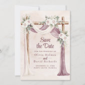 Boho Paarse Roze Bloemen Cenopy Save the Date Kaar Kaart (Voorkant)
